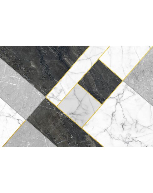 Tappeto geometrico in vinile grigio/marmo dorato - 66x100 cm