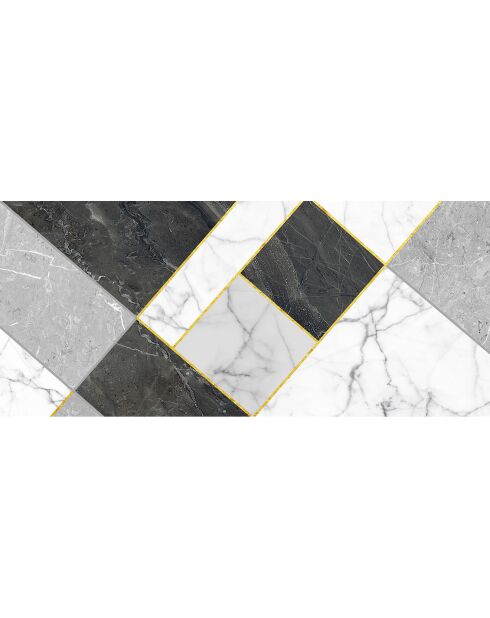 Geometrischer Vinylteppich grau/goldener Marmor - 66x150 cm