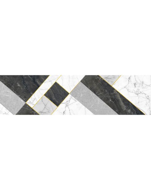 Geometrischer Vinylteppich grau/goldener Marmor - 66x250 cm