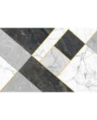 Tapis vinyle géométrique Marbre gris/doré - 133x200 cm
