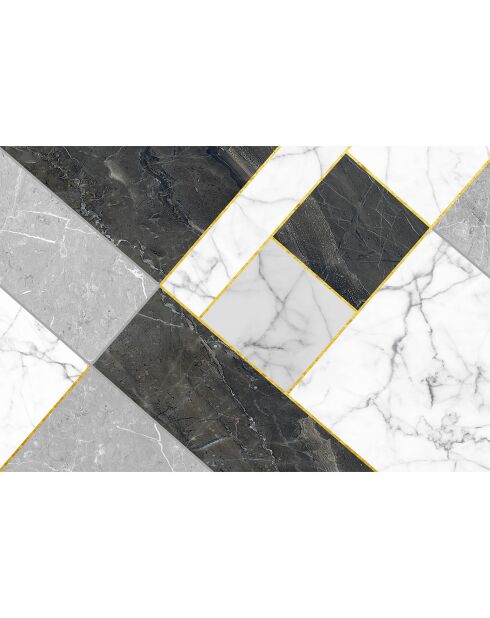 Tappeto geometrico in vinile grigio/marmo dorato - 133x200 cm