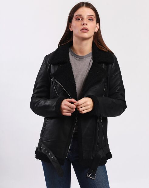Veste en Cuir Calypso noire