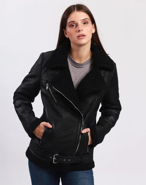Veste en Cuir Calypso noire