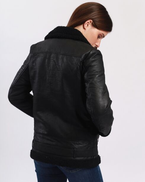 Veste en Cuir Calypso noire