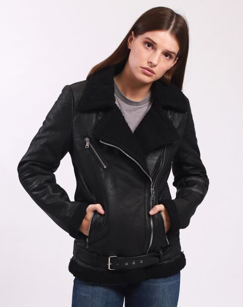 Veste en Cuir Calypso noire