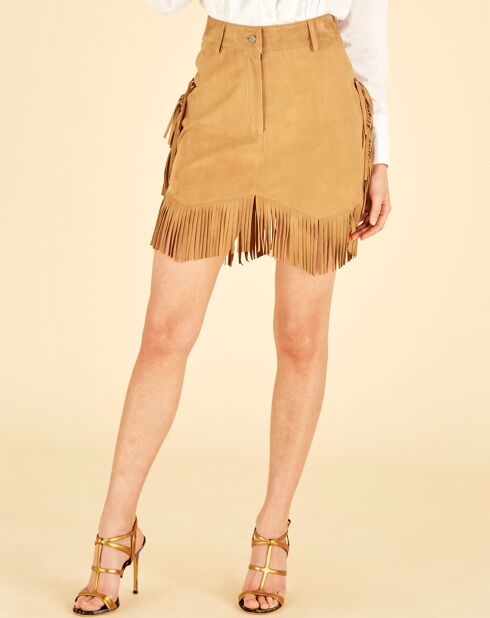 Jupe en Velours de Cuir Jolie beige