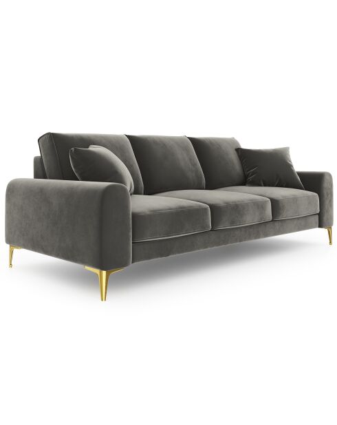 Canapé Velours Madara gris - 237x102x90 cm