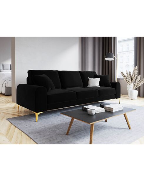 Canapé Velours Madara noir - 237x102x90 cm