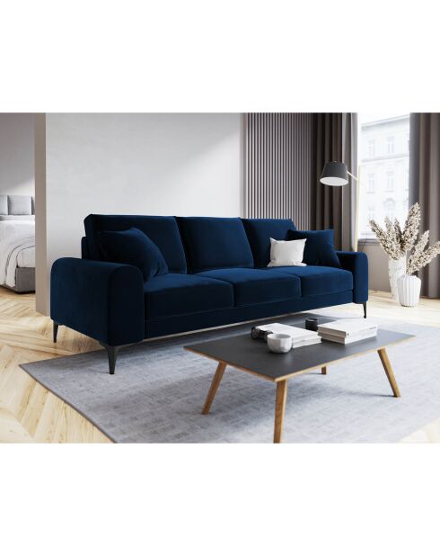 Canapé Velours Madara bleu roi - 222x102x90 cm