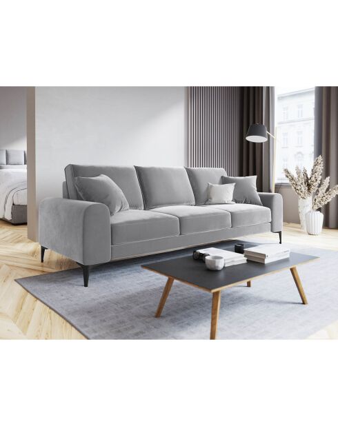 Canapé Velours Madara gris clair - 222x102x90 cm