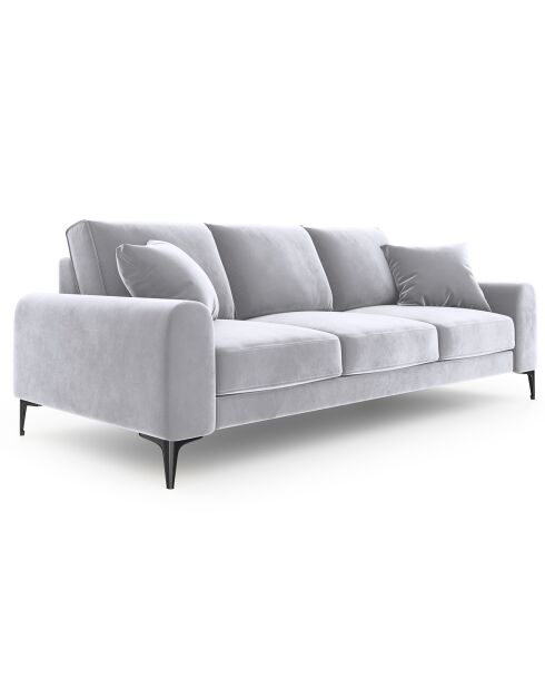Canapé Velours Madara gris clair - 222x102x90 cm