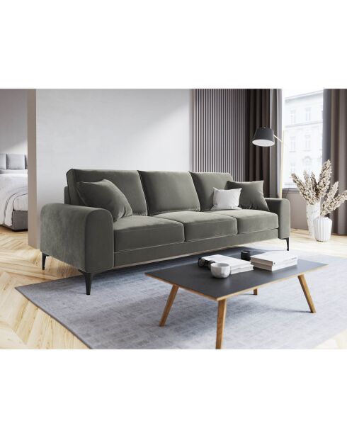 Canapé Velours Madara gris - 222x102x90 cm