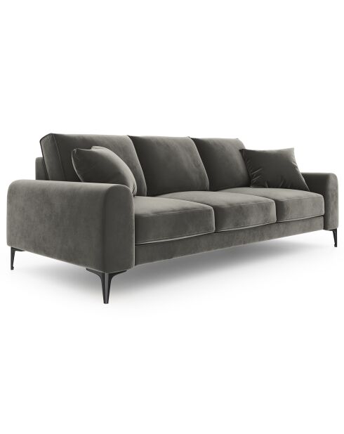 Canapé Velours Madara gris - 222x102x90 cm