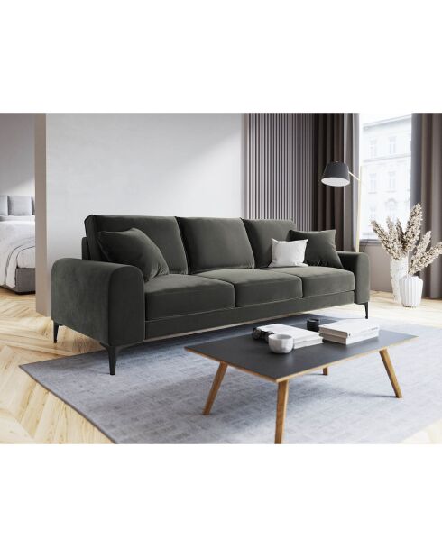 Canapé Velours Madara gris foncé - 222x102x90 cm