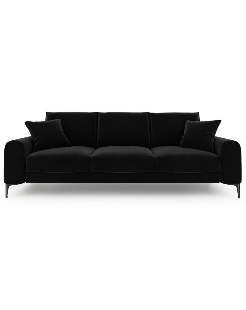 Canapé Velours Madara noir - 222x102x90 cm
