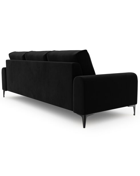 Canapé Velours Madara noir - 222x102x90 cm