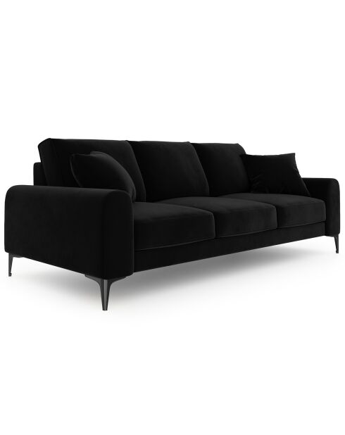 Canapé Velours Madara noir - 222x102x90 cm