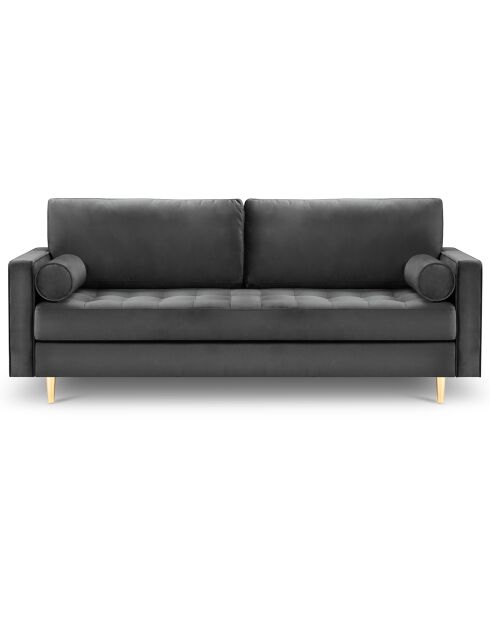 Canapé Velours Santo gris foncé - 219x90x90 cm