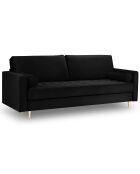Canapé Velours Santo noir - 219x90x90 cm