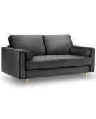 Canapé Velours Santo gris foncé - 174x90x90 cm