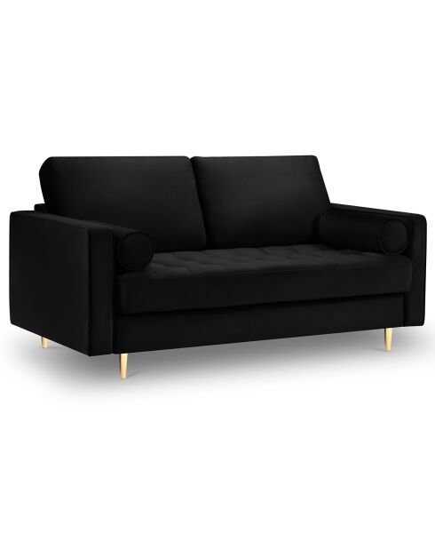 Canapé Velours Santo noir - 174x90x90 cm