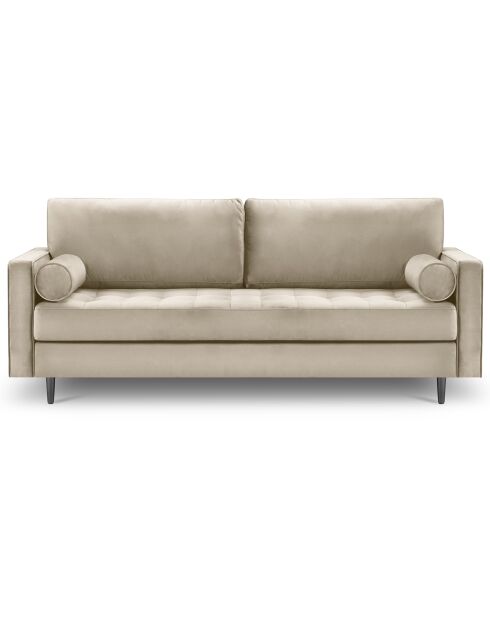 Canapé Velours Santo beige - 219x90x90 cm