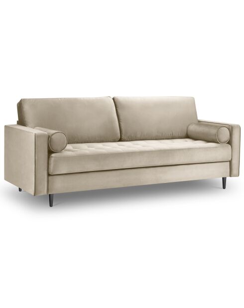 Canapé Velours Santo beige - 219x90x90 cm