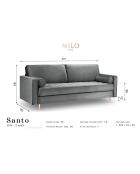 Canapé Velours Santo gris foncé - 219x90x90 cm
