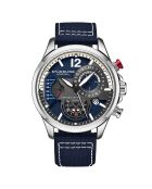 Montre Homme en Cuir  Quartz Aviator bleue