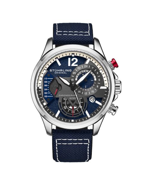 Montre Homme en Cuir  Quartz Aviator bleue