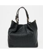 Bolso Reina de piel negra - 33x16x31 cm