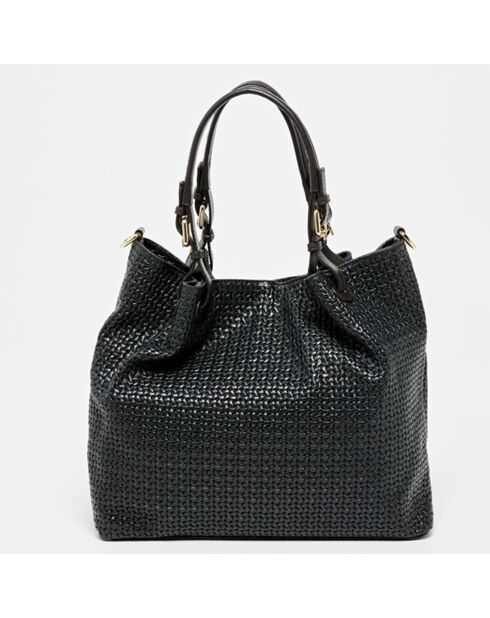 Bolso Reina de piel negra - 33x16x31 cm