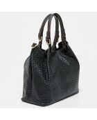 Bolso Reina de piel negra - 33x16x31 cm