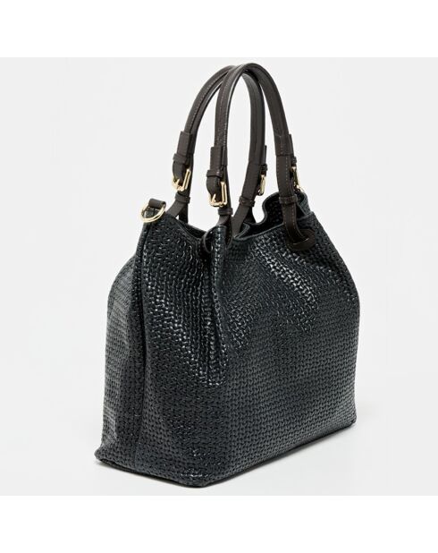 Bolso Reina de piel negra - 33x16x31 cm