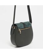 Sac bandoulière en Velours de Cuir Jara vert bouteille - 22x18x6 cm