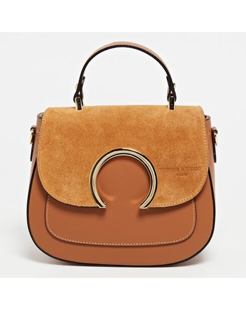 Mina Camel Handtasche aus Samtleder - 24x19x10,5 cm