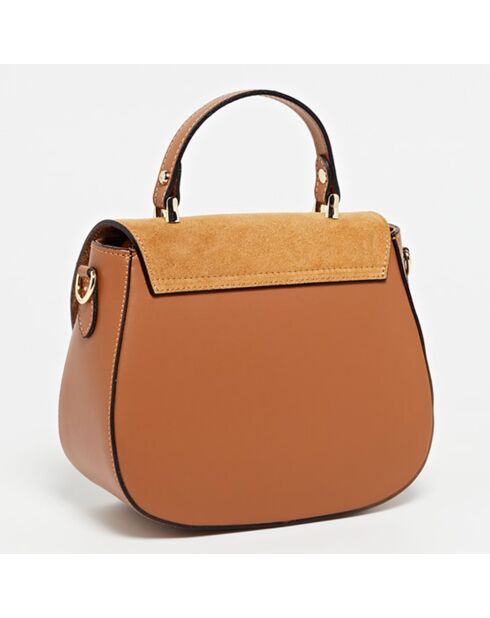 Mina Camel Handtasche aus Samtleder - 24x19x10,5 cm