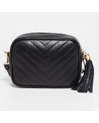 Schwarze Schultertasche aus naturfarbenem Leder — 20x15x6 cm