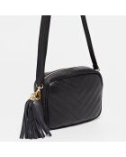 Schwarze Schultertasche aus naturfarbenem Leder — 20x15x6 cm