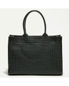 Nina zwarte geweven leren draagtas - 37x27x12 cm