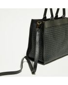 Nina zwarte geweven leren draagtas - 37x27x12 cm