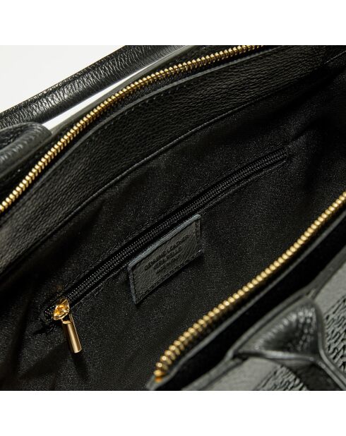 Nina zwarte geweven leren draagtas - 37x27x12 cm