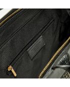 Nina kaki/zwarte leren draagtas - 37x27x12 cm