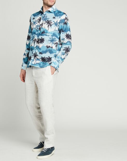 Chemise regular Paul palmiers bleu marine/bleu