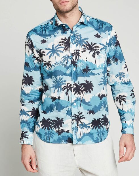 Chemise regular Paul palmiers bleu marine/bleu