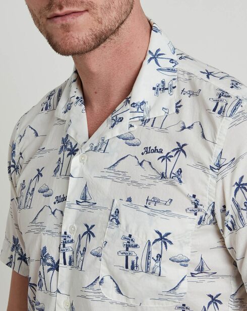 Slam Aloha Slim Shirt mit marineblau/weißem Aufdruck