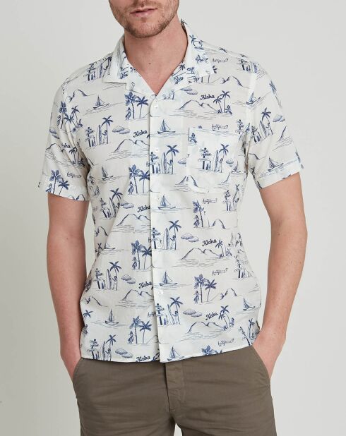Slam Aloha Slim Shirt mit marineblau/weißem Aufdruck