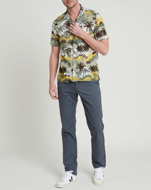 Grün/Braun/Gelbes Palm Slam Slim Shirt