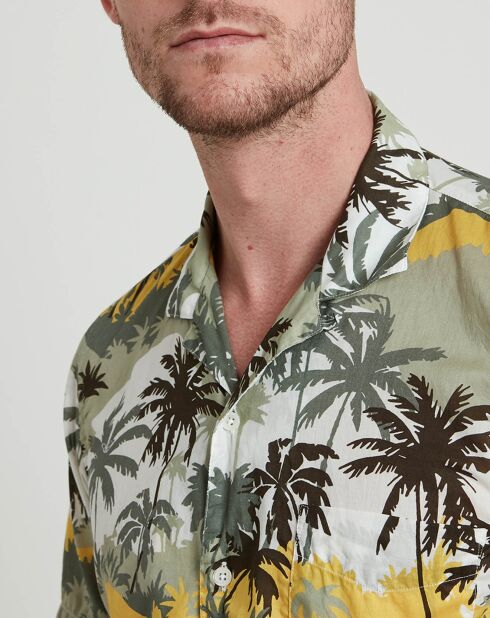 Grün/Braun/Gelbes Palm Slam Slim Shirt