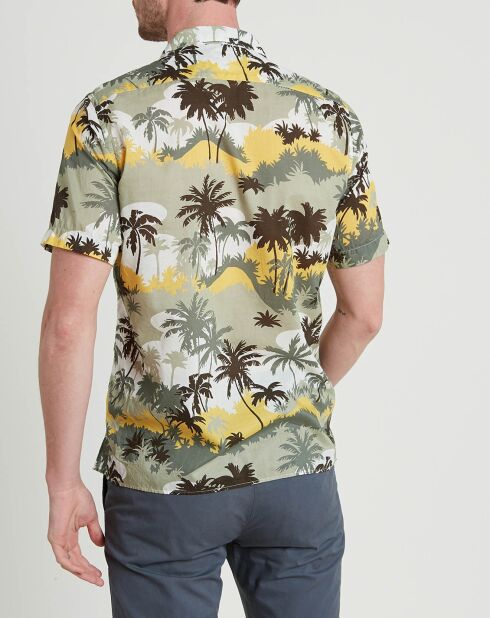 Grün/Braun/Gelbes Palm Slam Slim Shirt